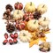 23Pcs Fake Pumpkins Fall Thanksgiving Decorations,Plastic Pumpkins with Acorns,Maple Leaves,Pine cones,Berries, Artificial Mini Pumpkin Decorating Harvest Home Decor Centerpiece Table Decorations